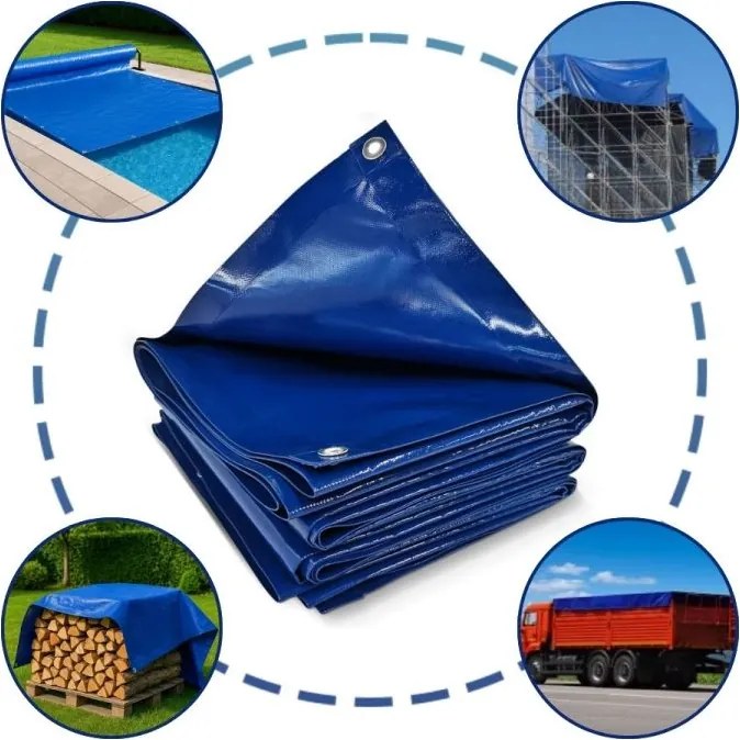 JAGO Plachta 650 g/m², hliníkové oká, modrá, 5 x 7 m