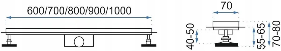 Rea Neox Black Matt, lineárny odtokový žľab 100cm, vzor 2v1, čierna matná, REA-G6605