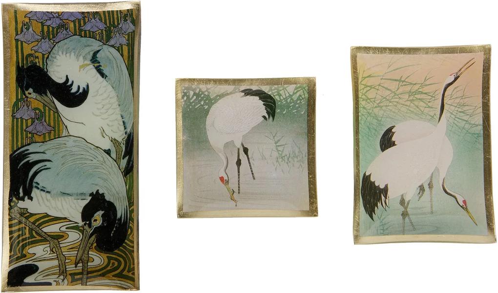 BEPUREHOME Dekoratívny tanier Birds sada 3 ks 10 × 21 × 1 cm 14,5 × 10,5 × 1 cm 10,5 × 10,5 × 1 cm