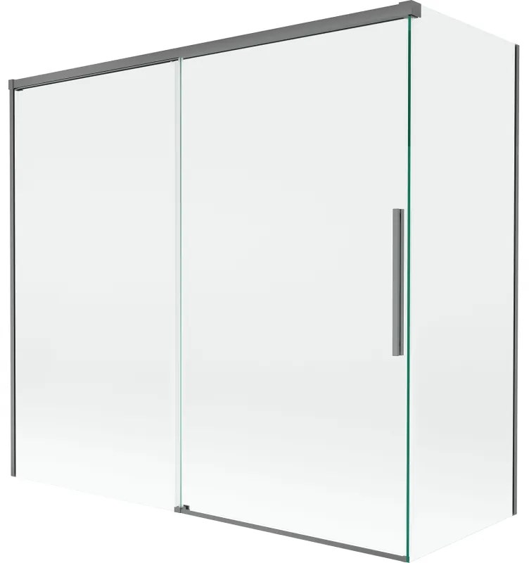 Mexen Rox, 2-krídlová posuvná vaňová zástena 170 + 80 x 150 cm, 8mm číre sklo, grafitový profil, 8C9-170-080-95-00