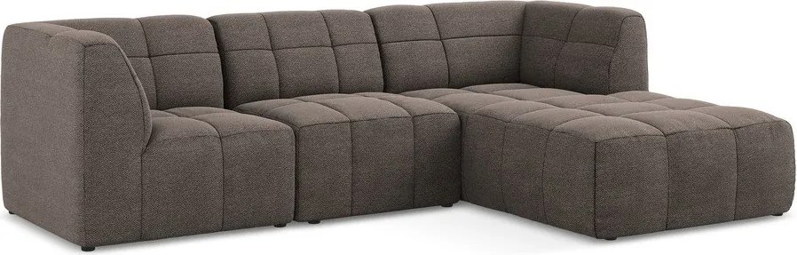 Hnedá rohová pohovka z textílie buklé (pravý roh/s leňoškou) Aloha – Makamii