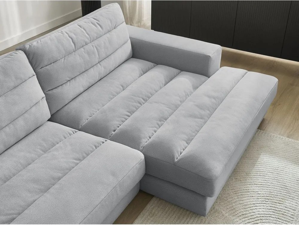 Svetlosivá zamatová rohová pohovka (pravý roh/s leňoškou) Sierra – Bobochic Paris