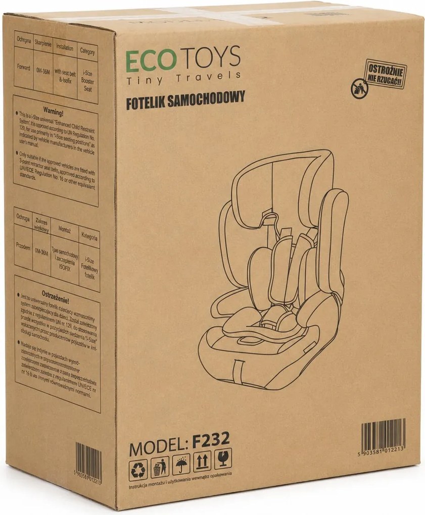 Detská autosedačka pre deti s výškou 76–150 cm, R129, držiak na nápoje ECOTOYS
