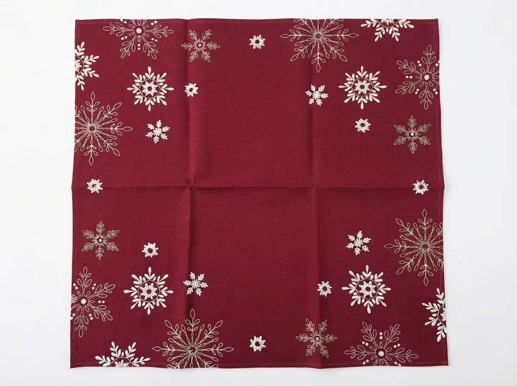 Vianočný obrus SNOWFALL 85x85 cm, vínový