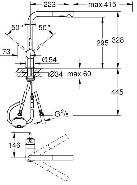 GROHE 30274000 - Drezová batéria L-výpusť lesklý chróm
