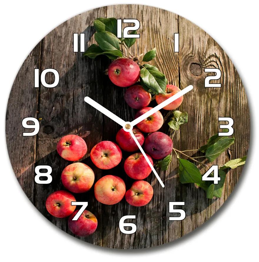 Sklenené hodiny okrúhle Jablká na stole pl_zso_30_f_121264819