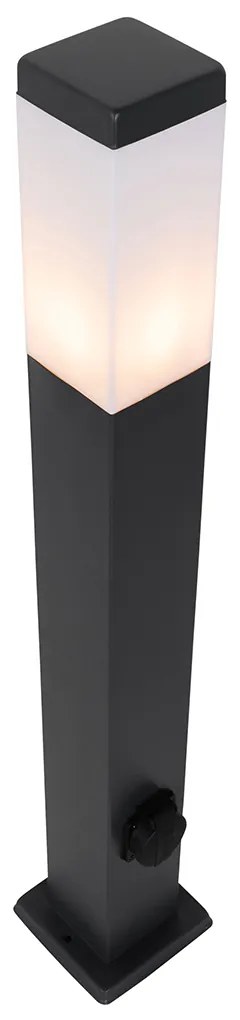 Vonkajšia lampa tmavo sivá 80 cm so zásuvkou IP44 - Malios