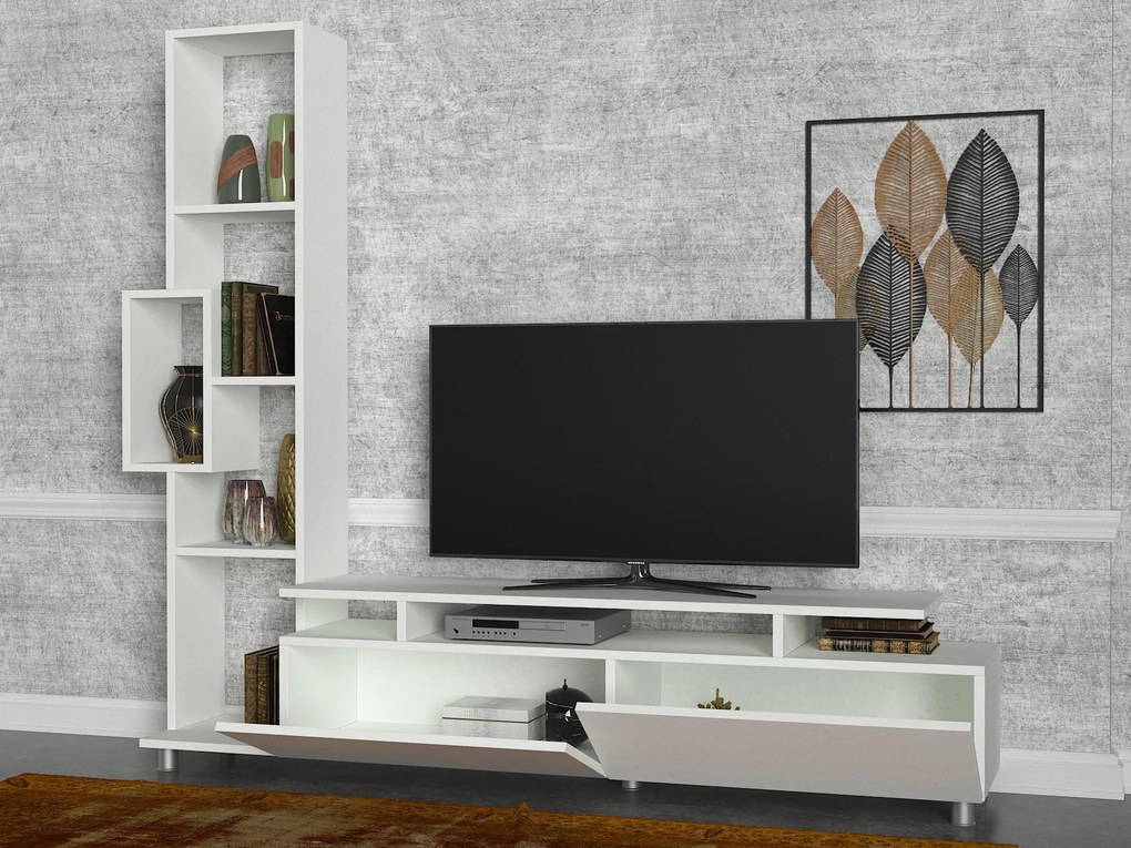 TV stolík/skrinka s poličkou Tullia (biela). Akcia -19%. Vlastná spoľahlivá doprava až k Vám domov. 1062686