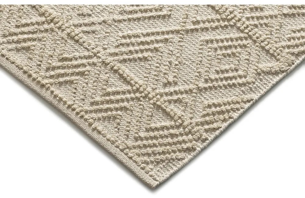 Krémový prateľný ručne tkaný koberec z recyklovanej bavlny 60x90 cm Pamuk – Universal