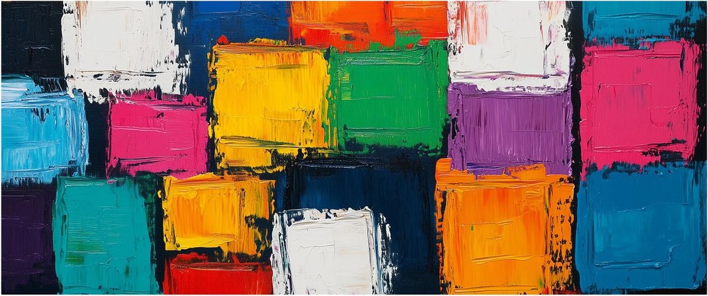 Obraz - Maľba farebných štvorcov (120x50 cm)