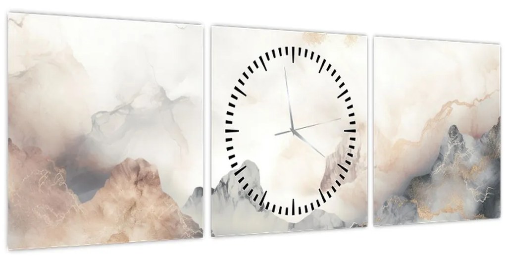 Obraz - Abstrakcia hôr s textúrou mramoru (s hodinami) (90x30 cm)