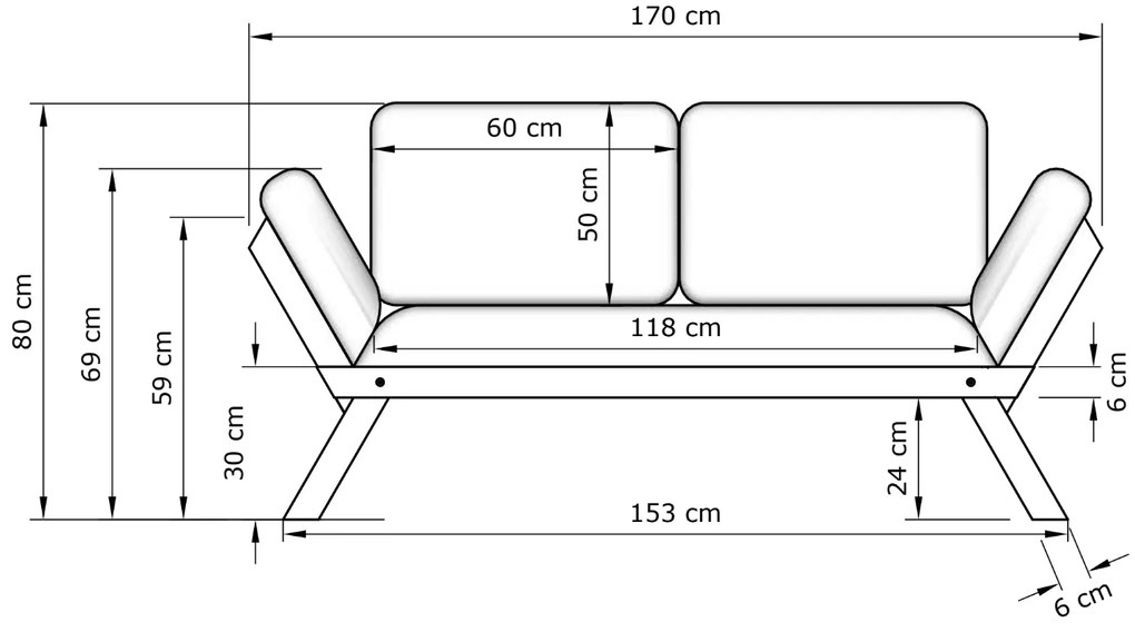 Rozkládací futonová pohovka BREEZIO 01 170 cm z - výber z 10 prevedení