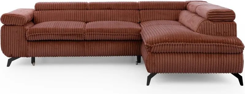 Menčestrová rohová pohovka v terakotovej farbe (pravý roh/do L) Marbeya – Ropez