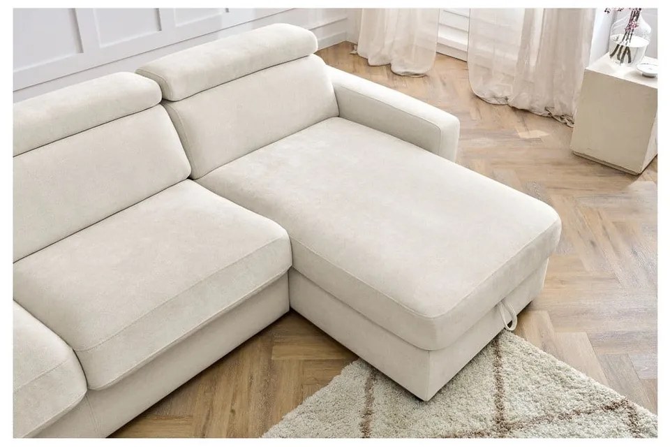 Krémová rozkladacia rohová pohovka (variabilná) Monaco – Bobochic Paris