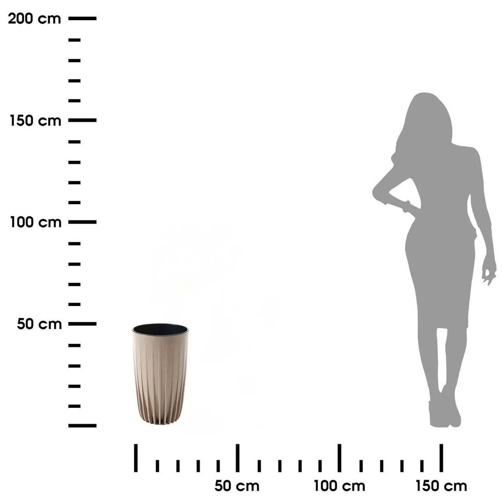 PLASTOVÝ KVETINÁČ STRIPPED ECO 42X25 CM BÉŽOVÁ