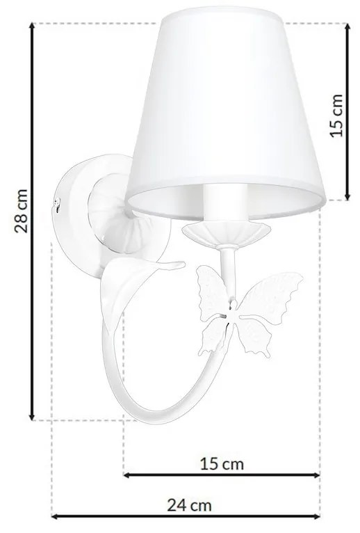 EUlight Detské nástenné svietidlo Alice, 1x biele textilné tienidlo, w