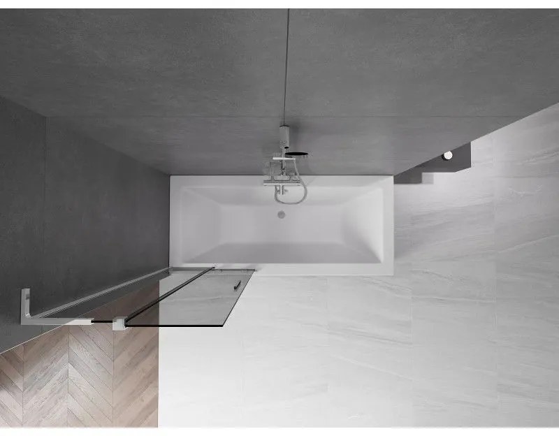 Mexen Velar L, 2-krídlová posuvná vaňová zástena 70 x 150 cm, 8mm šedé sklo, chrómový profil, 896-070-003-41-01