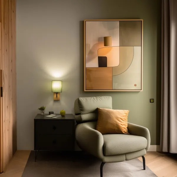 Brilagi - Nástenná lampa NUBILA WOOD 1xE27/25W/230V dub/zelená