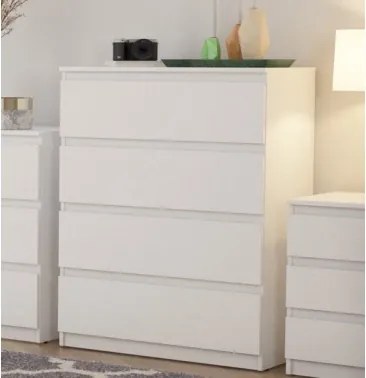 Komoda so 4 zásuvkami Carlos, biela, 75 cm%