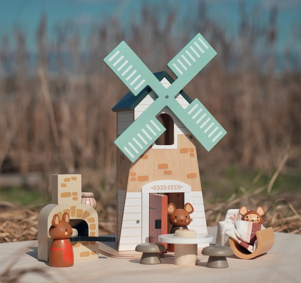 Tender Leaf - Drevený veterný mlyn s myškami
