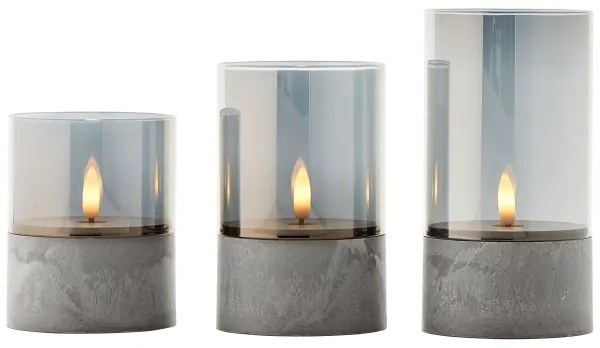 Brilliant - SADA 3x LED sviečok BOUGIE LED/2xAA IP44 sivá/dymová