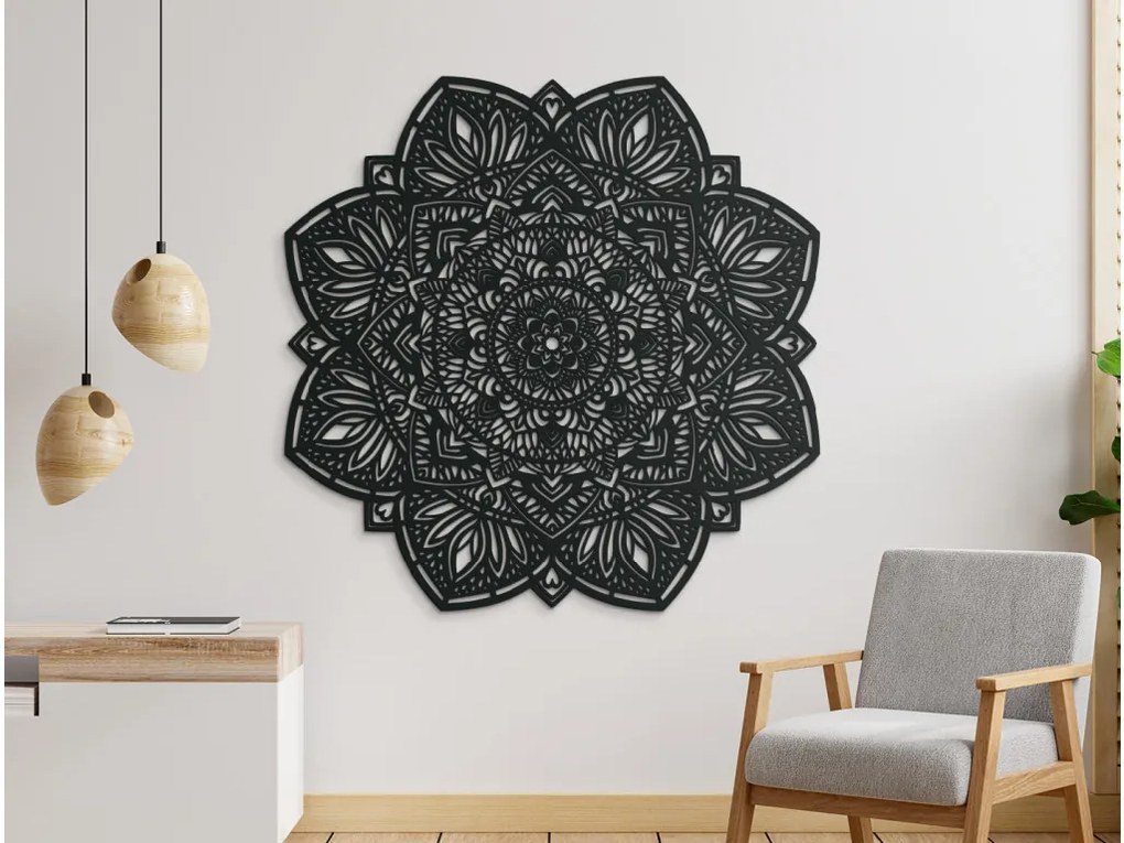 drevko Drevená mandala Kvet života Rozmer obrazu: 120 x 120 cm, Farba dekorácie: Čierna