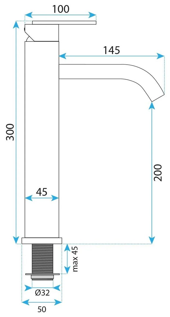 Rea Ontario, vysoká umývadlová batéria h-300, brúsená oceľ, REA-B5510