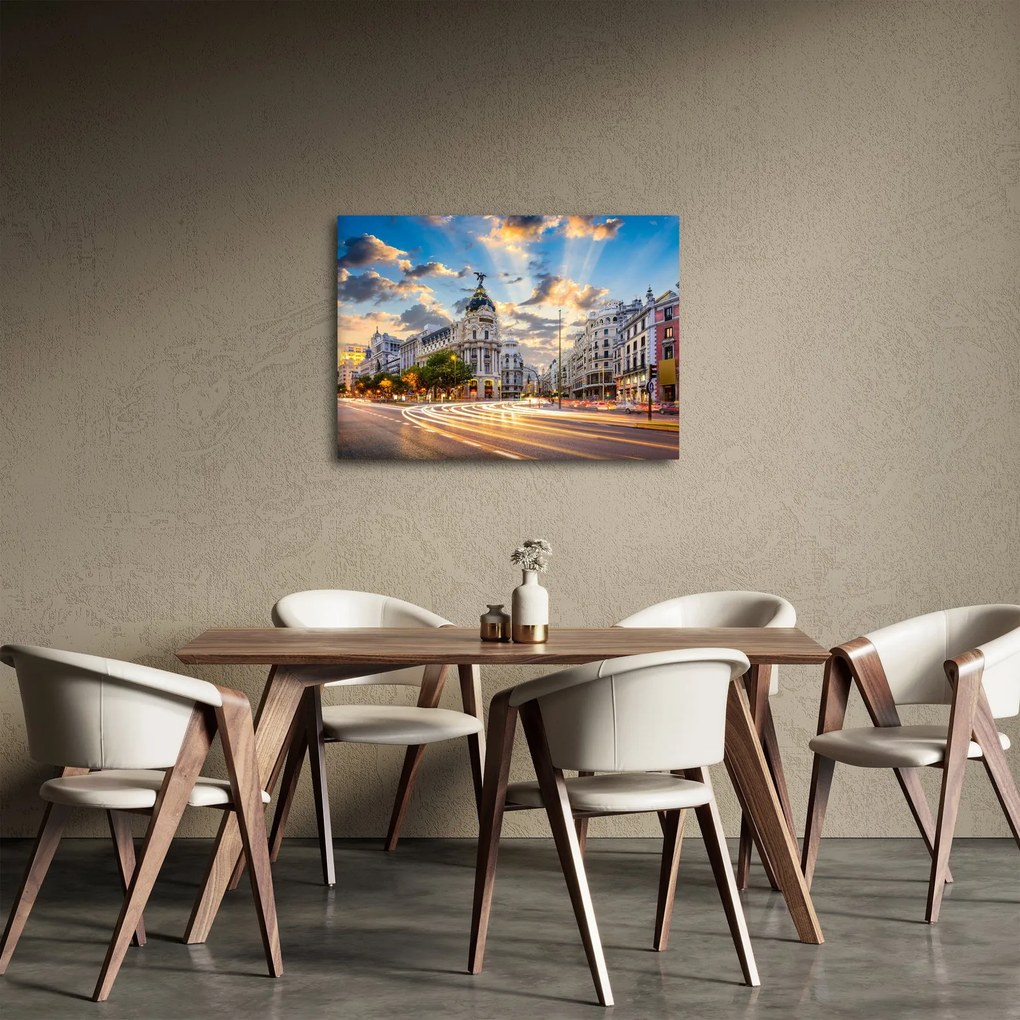 Obraz - Calle Gran Vía, Madrid, Španielsko (70x50 cm)