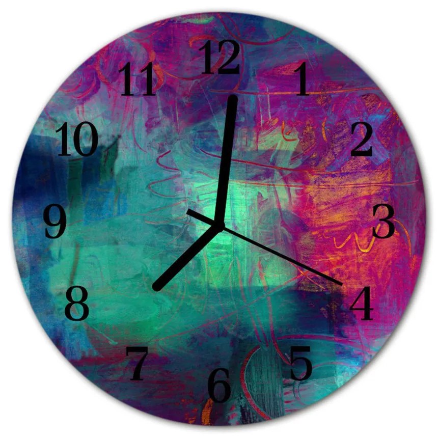 Sklenené hodiny okrúhle Farebný obrázok fi 30 cm