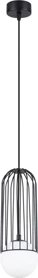 Biele/čierne závesné svietidlo so skleneným tienidlom Belinda – Sollux