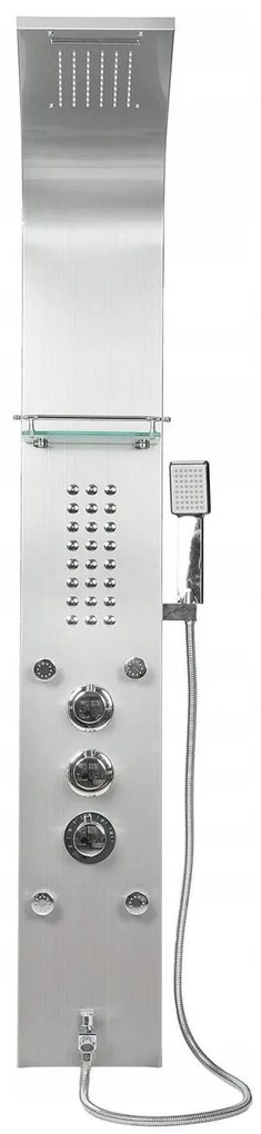 Sprchový panel CASCADA 5v1 - s termostatom a výtokom do vane - inox
