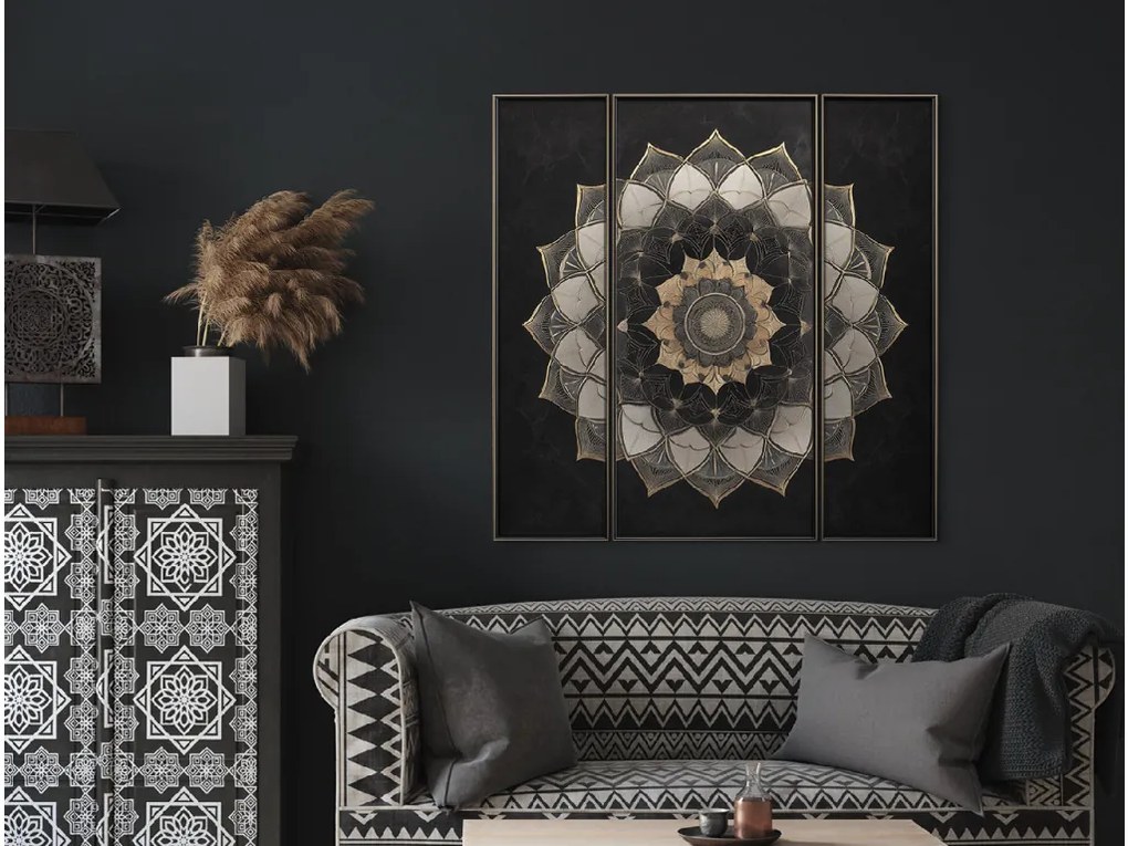 drevko | Trojdielna mandala Energia stredu 70 x 70 cm
