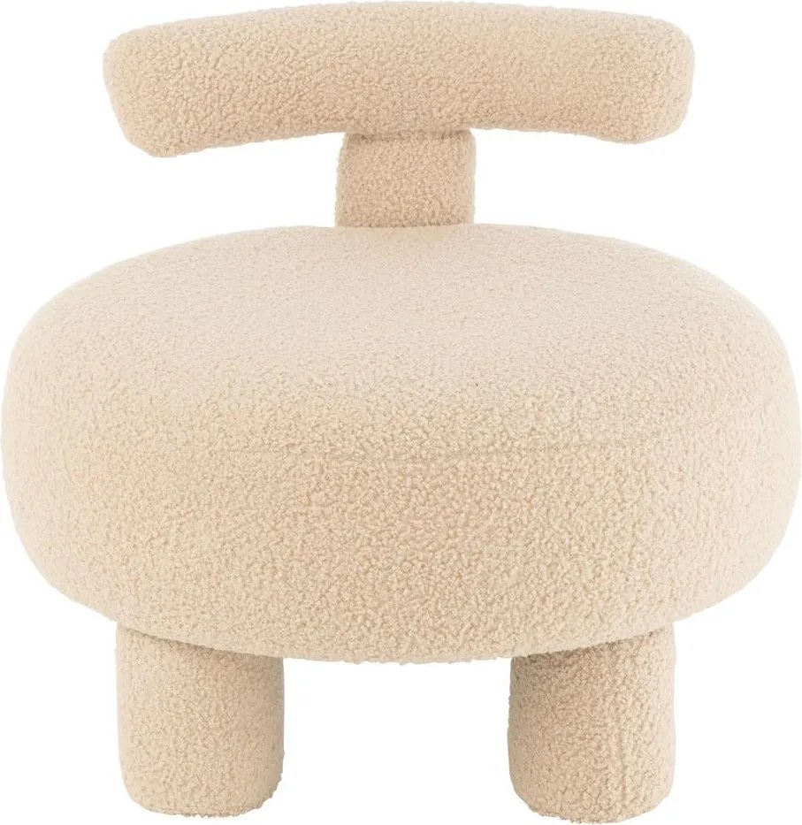 Béžová okrúhla stolička s opierkou Teddy Bouclé Beige - Ø 52*49 cm