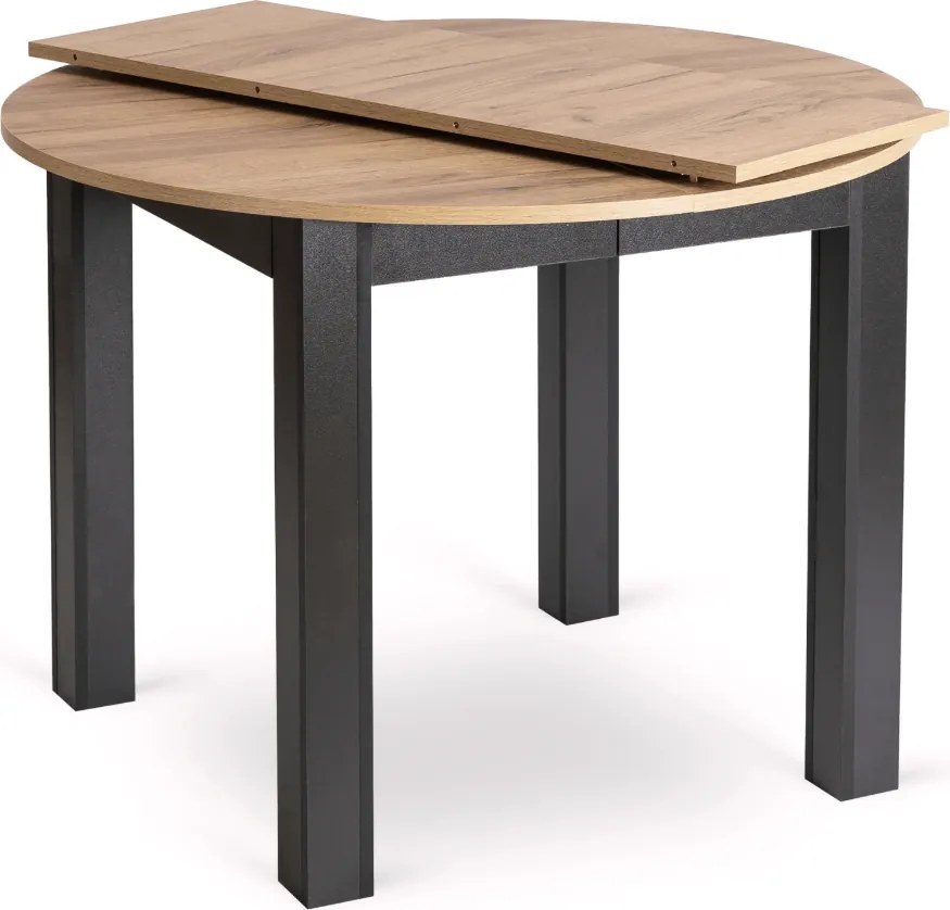 Sada stola HARRY 102-142 cm Craft Oak/Čierna a 4 stoličiek RICK Horčicová