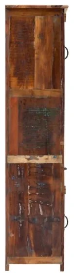 furniture-nabytek.cz - Masívna vysoká kúpeľňová skrinka Sumana z recyklovaného dreva, lakovaná, hnedá – 50×40×180 cm