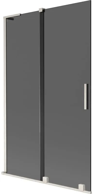 Mexen Velar L, 2-krídlová posuvná vaňová zástena 110 x 150 cm, 8mm šedé sklo, brúsená oceľ, 896-110-003-41-97