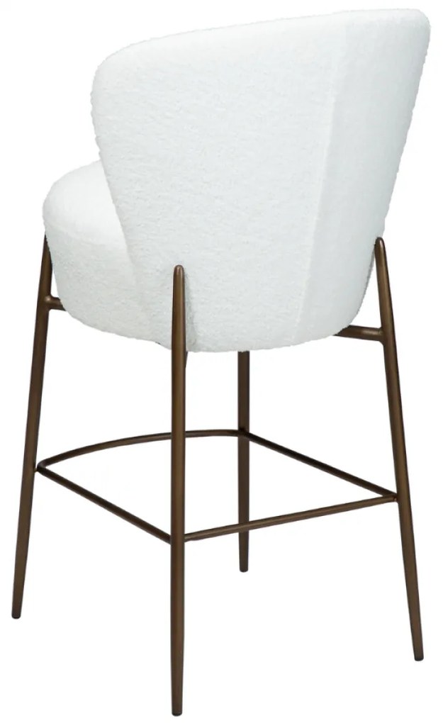 ORBIT ČALÚNENÁ BAROVÁ STOLIČKA white bouclé/antique brass