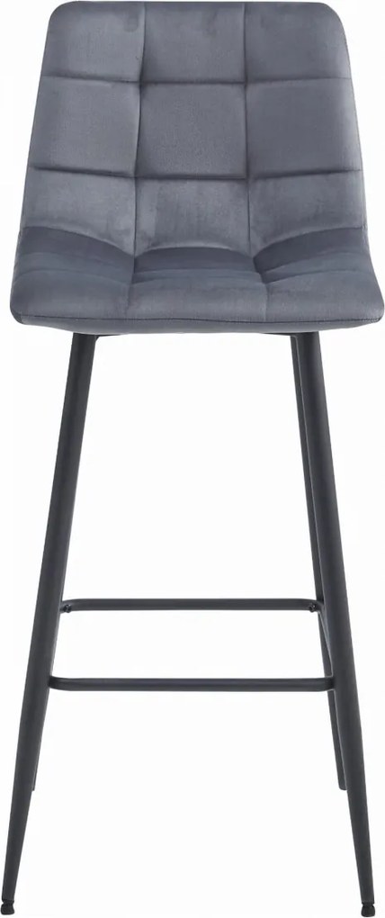 Barová stolička s čiernymi nohami ARCETO VELVET, tmavosivá