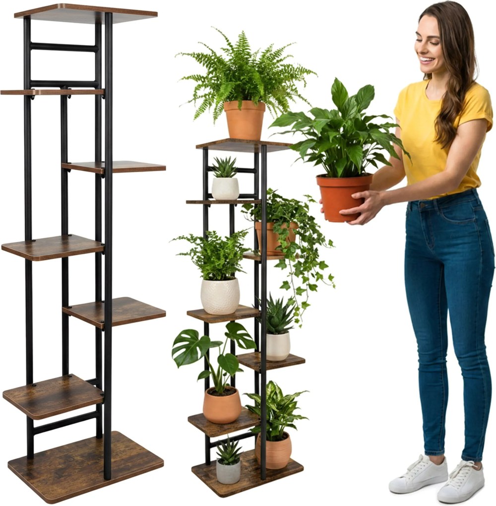 Stojan na květiny Bastian 120 cm černý/hnědý