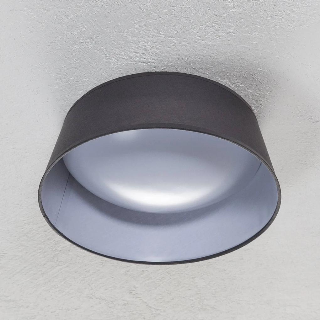 Stropné LED svietidlo Ponts sivé textilné tienidlo