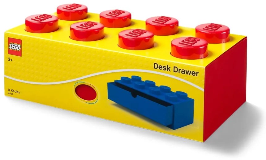 Červený stolový box so zásuvkou LEGO®, 31 x 16 cm