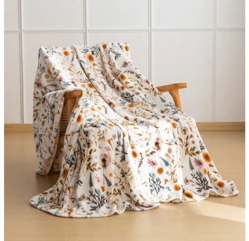 Mikroplyšová baránková deka HERBALIS, krémová Rozmer: 150 x 200 cm