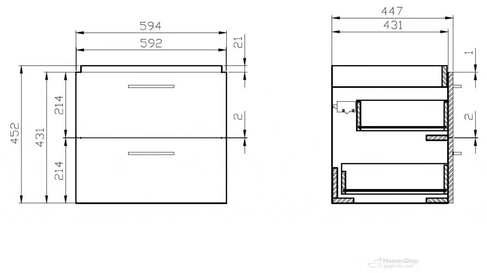 Cersanit Lara Como 60, závesná skrinka 60x45cm + keramické umývadlo, orech, S801-148-DSM