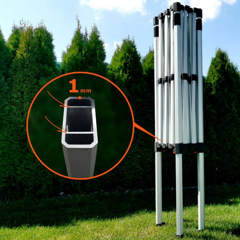 BRIMO Profi Záhradný Stan 2x3m ALU EXCLUSIVE (3 steny) - s 3 stenami - Biela 3