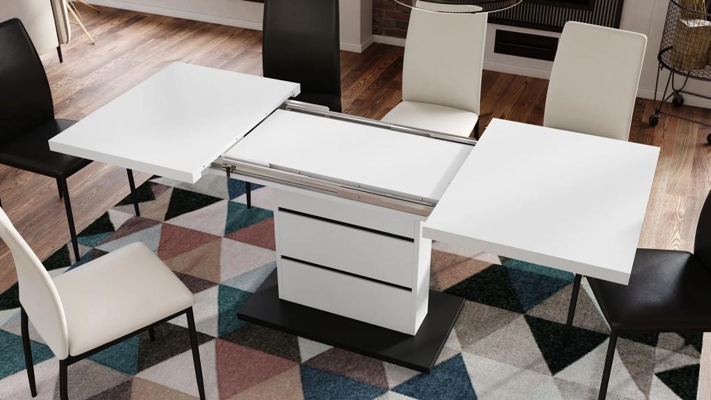 Mazzoni PIANO matná biela / čierny mat - moderný rozkladací stôl do 200 cm