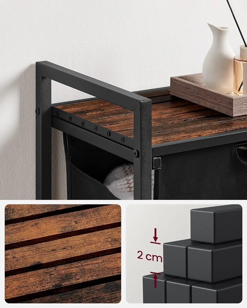 Kôš na bielizeň Houseland vajíčkový 65l hnedý/čierny