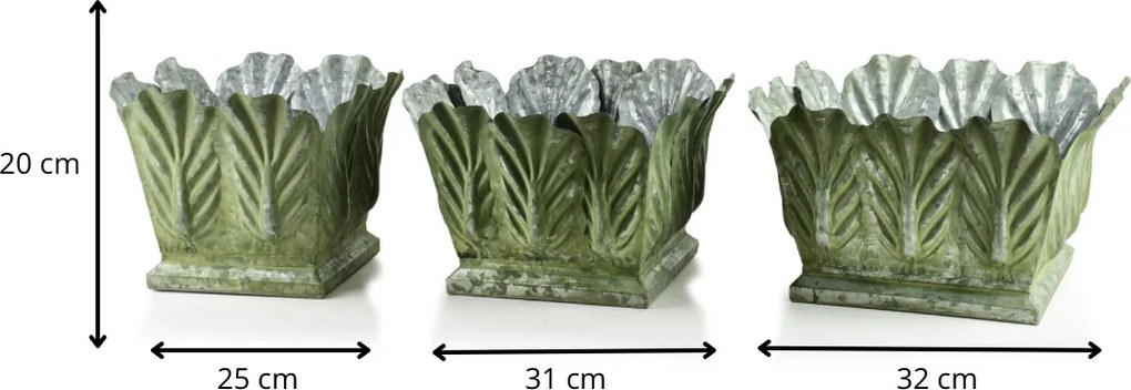 Sada 3 ks květináčů MARINA IV zelená