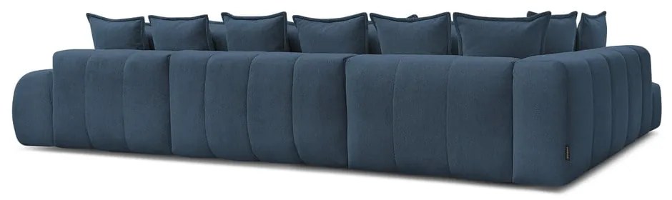 Tmavomodrá ženilková rozkladacia/s úložným priestorom rohová pohovka (ľavý roh/do tvaru "U") Everest – Bobochic Paris
