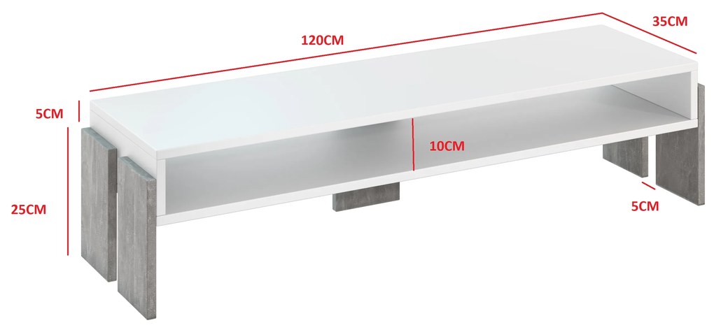 TV stolík Ramea (dub platinum grange + čierna). Vlastná spoľahlivá doprava až k Vám domov. 1055244