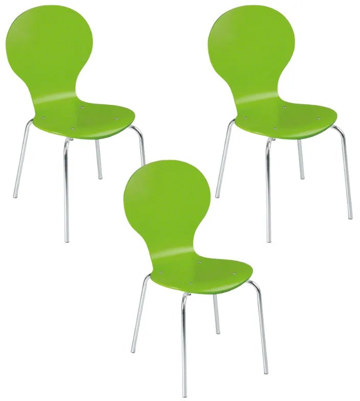 Jedálenská stolička PEAS, zelená 3 ks